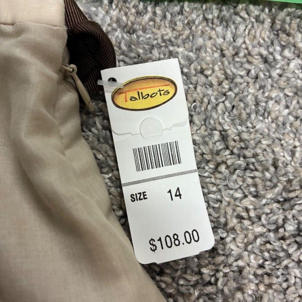 Talbots Cotton Lace Embroidered Skirt Size 14 Beige Boho Lined A-Line Ribbon Tie - Picture 6 of 15